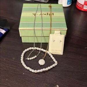 Gold and Silver Necklace(s) with Classic pearl Design, and lab grown diamonds